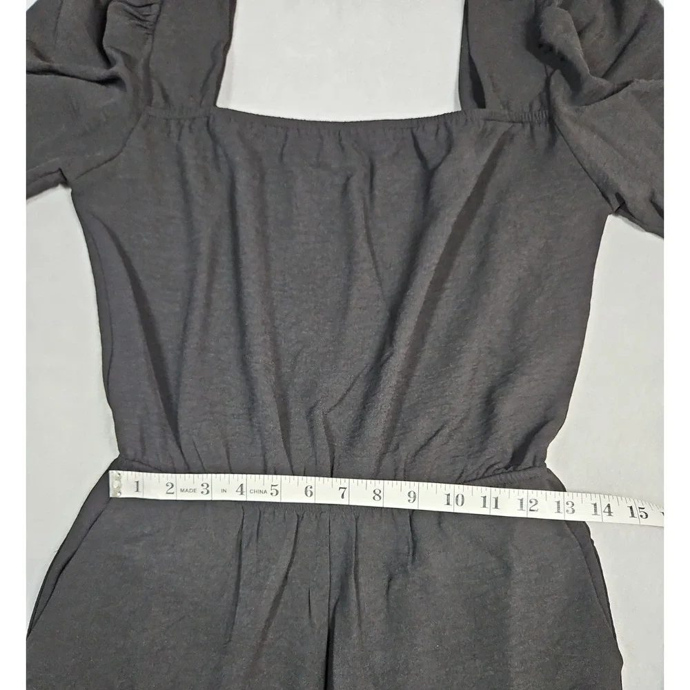 Fraiche By J Womens Black Puff Sleeve Blouson Jumpsuit Size Small NWT